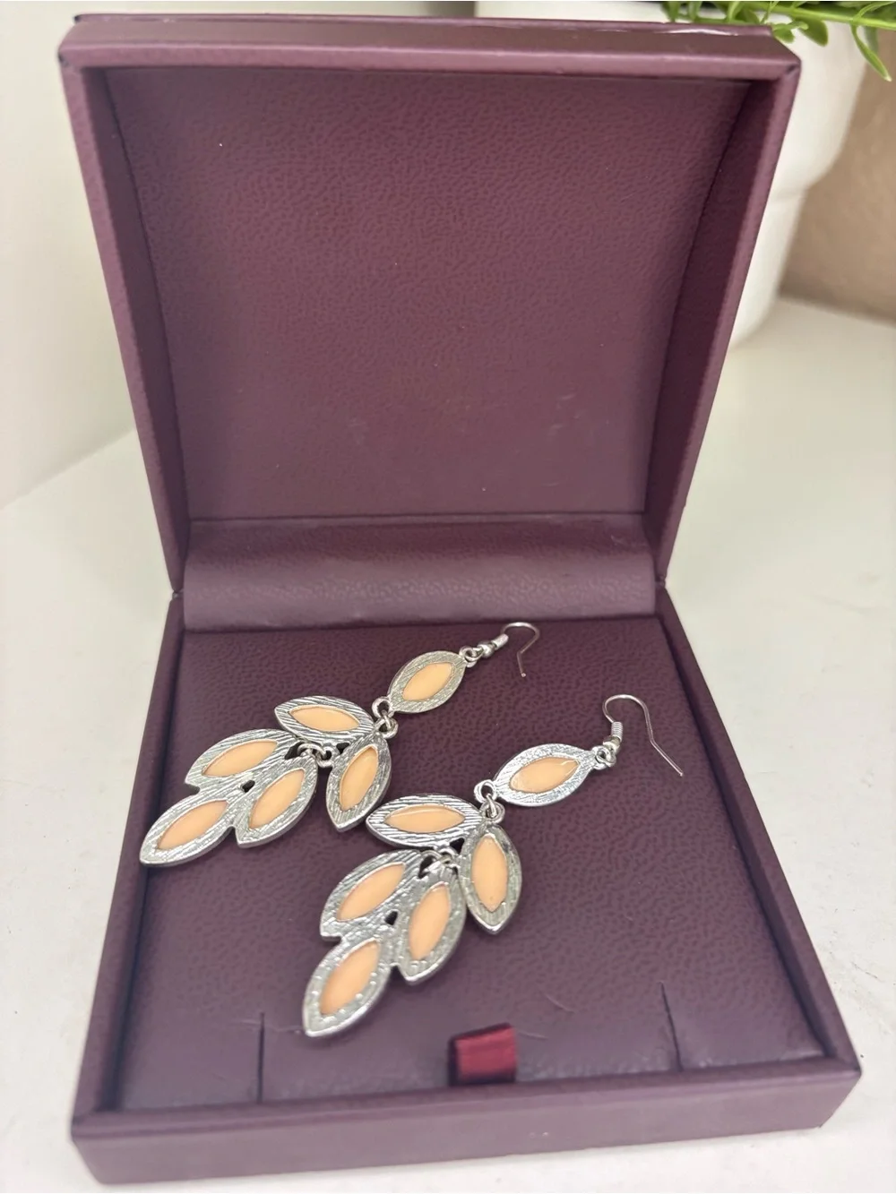 Elegant chandelier earring silver tone statement